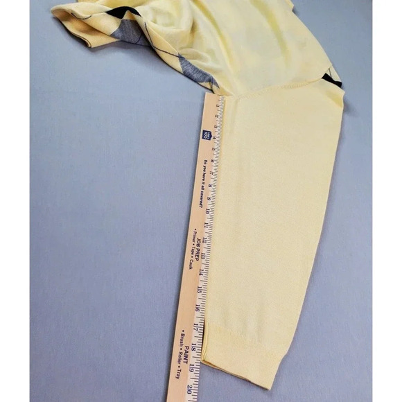 Roundtree York Sweater Men XL Yellow Knit Gray Blue Argyle Wool Blend Preppy Y2K - Picture 8 of 14